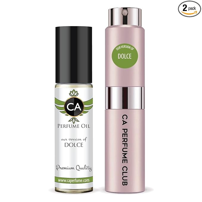CA Perfume Duo Impression of Dolce For Women Perfume Layering Set Long Lasting Travel Size EDP + Body Oil Roll-On Bottle 0.27 Fl Oz+0.33 Fl Oz
