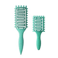 Curl Defining Brush for Curly Hair, Vented Detangling Hair Brush for Wet and Dry Styling, Curved Brush for Shaping and Smoothing Curl Clumps, Lightweight Hair Brush (2Pcs Green)