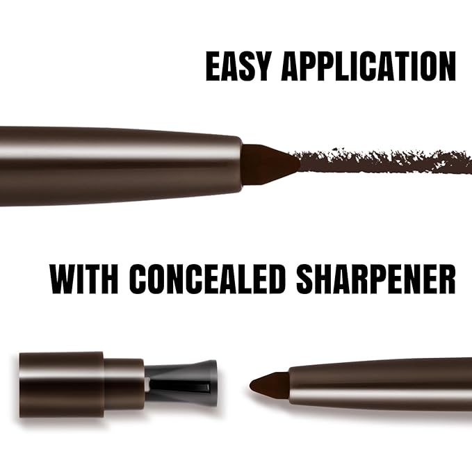 HECI BEAUTY Sharpenable Gel Eyeliner Pencil, Multi-Use Longwear Eyeliner Pencil, Ultra-Smooth Tip Eye Makeup with Up to 24HR Wear, Waterproof & Smudge-Proof - Dark brown