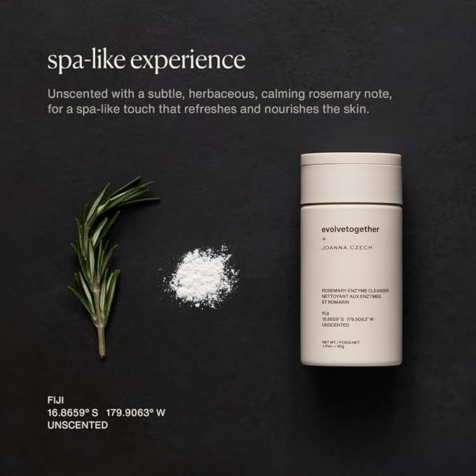 evolvetogether x Joanna Czech Rosemary Enzyme Twice-Daily Face Cleanser for Women & Men | Hydrating, Gentle Enzymatic Formula For All Skin Types | Vegan, Toxin-Free | Made in USA | Fiji, 1.41 Oz