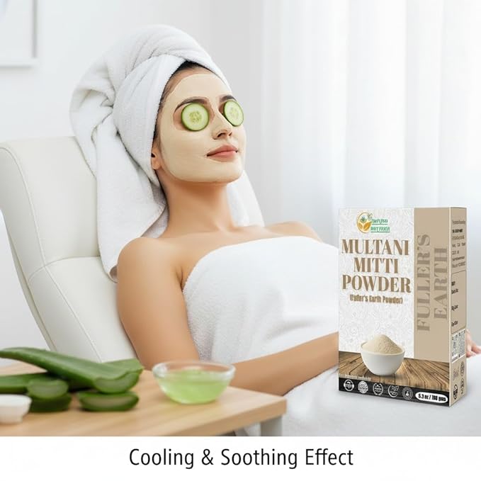 Multani Mitti Earth Clay (Bentonite & Kaolin), 100% Natural Indian Healing Clay Mask for Skin Care, Natural Deep Cleansing, Pure Grade Facial Mask, Calcium & Sodium Clay, 5.3 oz