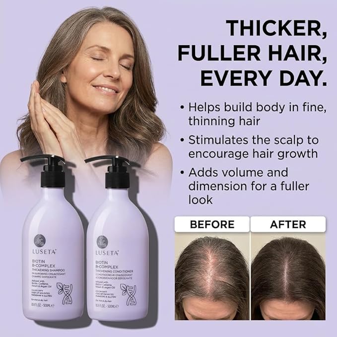 Luseta B-Complex Shampoo & Conditioner Set for Hair Strengthening, Routine shampoo and Conditioner for Women, Biotin Shampoo for Thinning Hair for Women and Men All Types 2 x 16.9oz