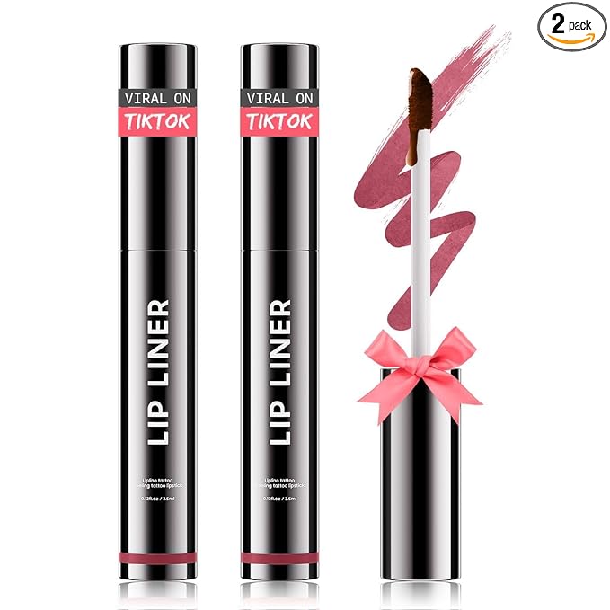 Lip Stain Peel Off, Lip Liner Moisturizing Long-Lasting & Waterproof, Transfer Proof & Plumping, Non-Stick Cup, 2PCS Mauve
