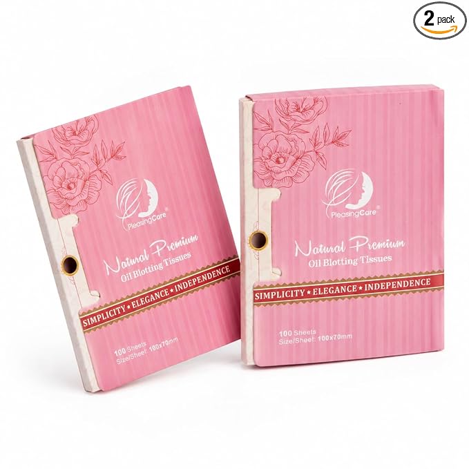 Rose Oil Blotting Sheets Compact for Face, Natural Linen Oil Absorbing Tissues, Makeup SkinCare Friendly, 100 Sheets x 2 Packs
