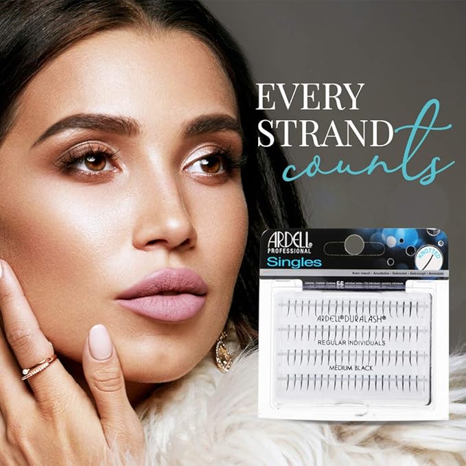 Ardell Regular Individual Lashes – DIY Lash Clusters, Knot-Free Natural Single Eyelash Clusters for Custom Lash Extension Look, 4 Pack