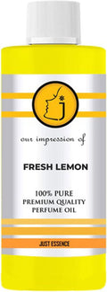 Just Essence Fresh Lemon Fregrance Perfume Oil for Perfume Making, Personal Body Oil, Soap, Lotion, Candle Making & Incense | Premium Quality Undiluted & Alcohol Free | 4 Fl Oz