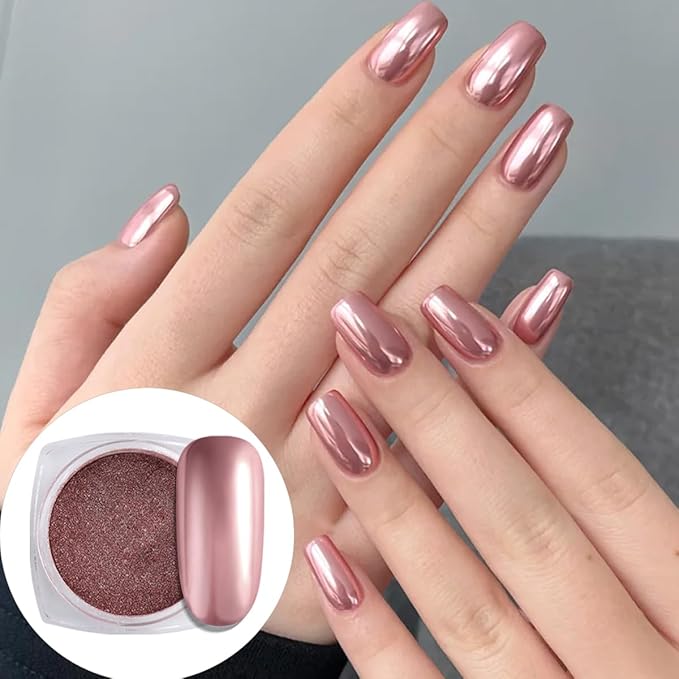 Chrome Nail Powder Set, 6 Color Gold Silver White Chrome Glitter Metallic Mirror Effect for Nalis Pearlescent Nail Art Holographic Pigment Dust Kit for Gel Polish Decoration Manicure Supplie