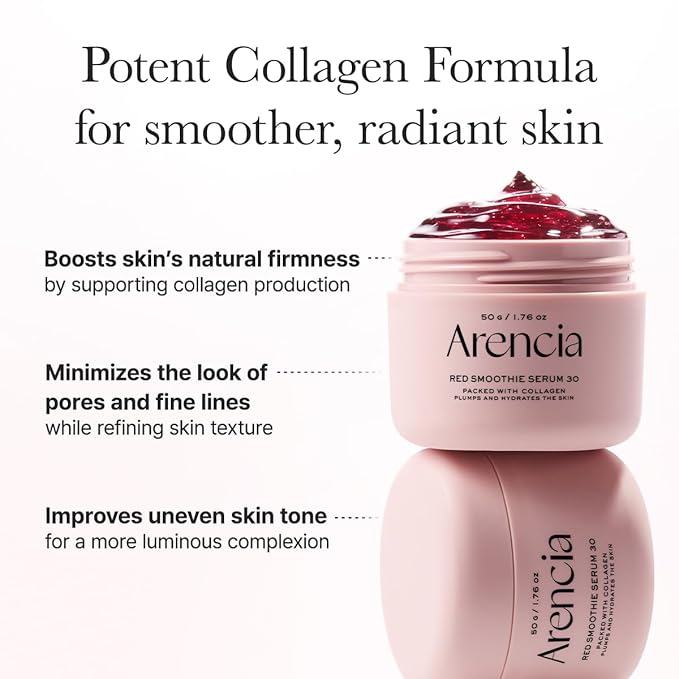 Arencia Overnight Red Smoothie Face Mask Serum, Glowing & Soothing with 30% red collagen, Niacinamide, Peptide, Vitamin E (Pack of 2)