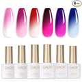 GAOY Color Changing Gel Nail Polish Set, 6 Temperature Mood Changing Colors Red Pink Purple, Soak Off UV Light Cure Gel Polish for Salon and Nail Art DIY at Home