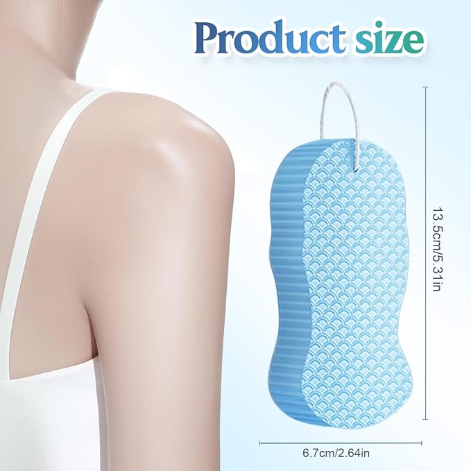 Magic Exfoliating Bath Sponge, 2025 New Super Soft Exfoliating Bath Sponge Gentle Reusable Body Scrubber (Pink+Blue)