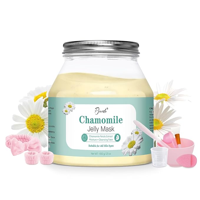 Pjordo Powder Jelly Mask for Facials Professional, Peel Off Facial Mask for Hydrating & Moisturizing, Hydrojelly Mask for Women Men Skin Care, Home DIY Spa Use for All Skin with Chamomile Petals