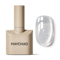 MAYCHAO 15ML Clear Silver Cat Eye Gel Nail Polish 1Pc Silver Glitter Holographic Magnetic Gel Polish with Magnet Soak off UV/LED Nail Lamp Curing for Nail Art Manicure Salon DIY at Home, 0.5 OZ