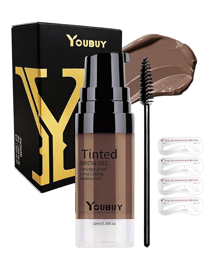 3D Tinted Eyebrow Gel Kit With Brow Stamp Stencil，Long Lasting 24 Hours Waterproof Smudge-proof Brow Cream Makeup Kit-Brown（Light BROWN)