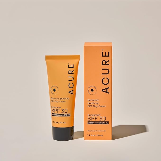 Acure Seriously Soothing SPF 30 Day Cream - Face Moisturizer with SPF 30, Anti Aging Zinc Oxide Sunscreen, Reef-Safe Face Cream, Daily Facial Care for Women & Men with Niacinamide, Vegan - 1.7 fl oz
