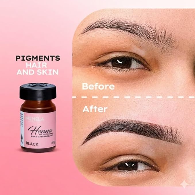 MENELA Eyebrow Henna Tint Kit – Black – Up to 60 Applications, DIY & For Professional Use, 2.5g Henna + 15ml Fixer, Bamboo Extract, Easy At-Home Brows, Ammonia-Free, Vegan