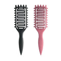 Curl Defining Brush for Curly Hair, Vented Detangling Hair Brush for Wet and Dry Styling, Curved Brush for Shaping and Smoothing Curl Clumps, Lightweight Hair Brush (Pink Black)