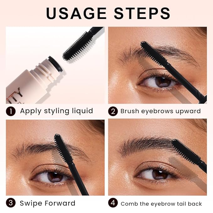 evpct Clear Eyebrow Gel Long Lasting Hold for Lifting Eye Brows, Natural Looking Eyebrow Gels with Short & Long Bristles Brush, Waterproof and Moisturizing, Transparent Smudge-proof Eye Brows Gel