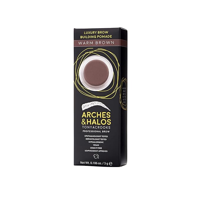 Arches and Halos Luxury Brow Building Pomade - Vegan Eyebrow Pomade - Creamy, Long Wearing Color for Clean, Defined Brows - Warm Brown - 0.1 oz