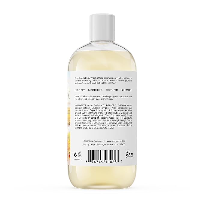 Deep Steep Peach Praline Body Wash, Hydrating Shower Gel with Hyaluronic Acid & Shea Butter for Sensitive Skin, Bodywash for Women & Men, 17 Fl Oz, 1-Pack