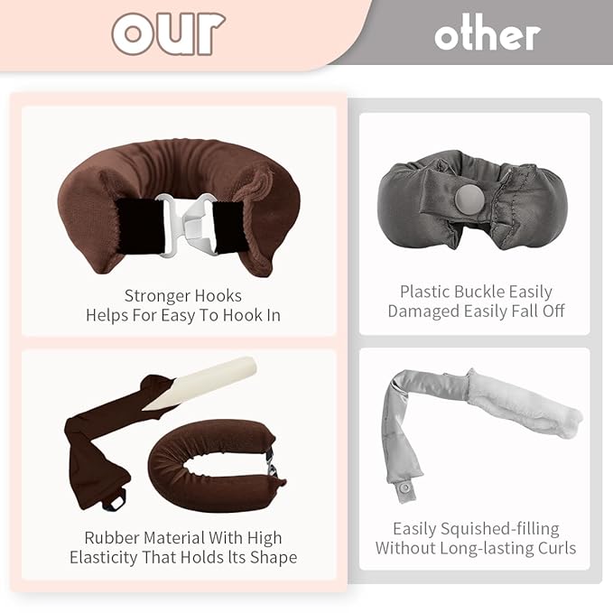 Heatless Curls Overnight Rods Heatless Hair Curler Hair Curlers To Sleep In Heatless Curls Blowout Rods Heatless Curling Rods With Luxury Cloth Bag Scarf For All Hair Types (Brown, 3Rods)