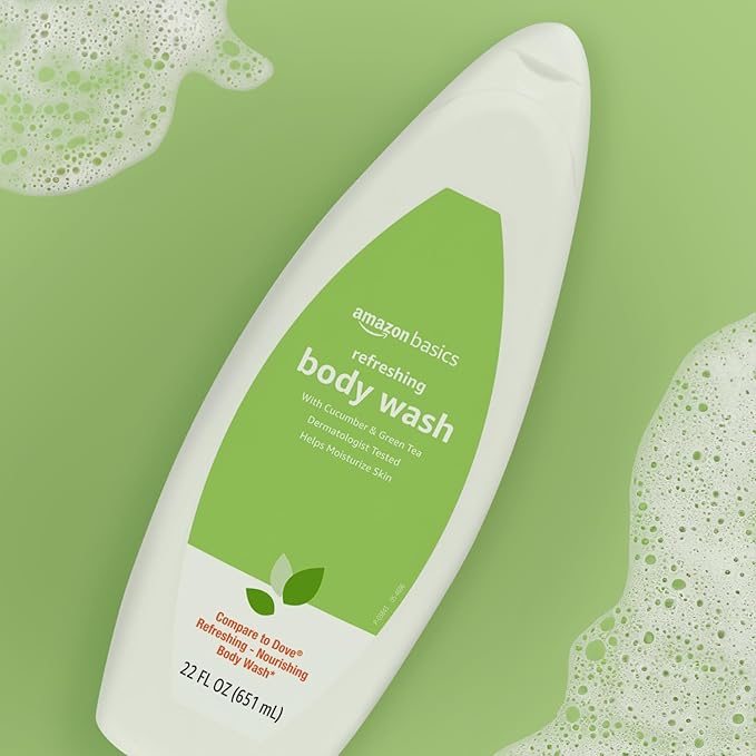 Amazon Basics Refreshing Nourishing Body Wash, Cucumber & Green Tea, Moisturizing, Paraben Free, Rich Lather, 22 fl oz (Pack of 2)