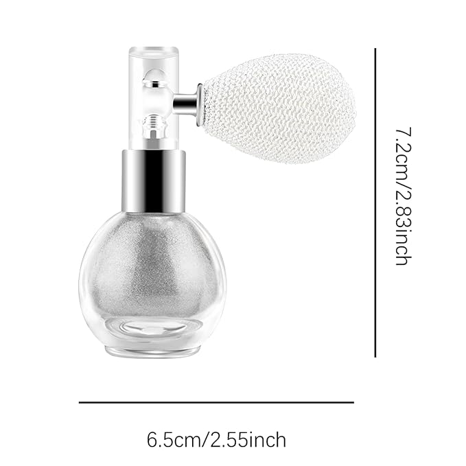 KYDA Glitter Powder Spray, Loose Shimmer Powder, Highlighter Spray Makeup for Face Body Hair, Lasting Glitter Hairspray, Cosmetic Sparkling Body Makeup, Metallic Silver