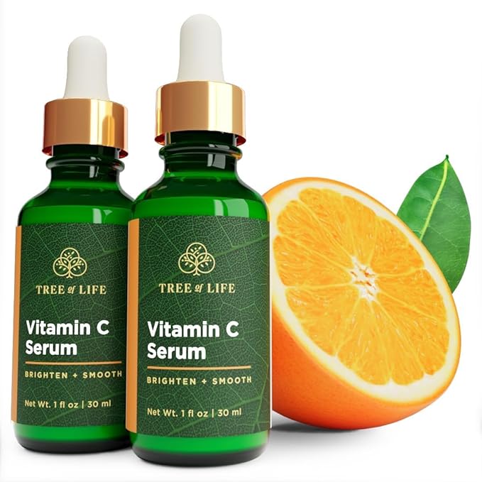 Tree of Life Beauty Vitamin C Skin Care Set, Skin Face Oil, Facial Serums for Dry and Sensitive Skin with Vitamin E Soft Skin, 1 Fl Oz (Pack of 2)