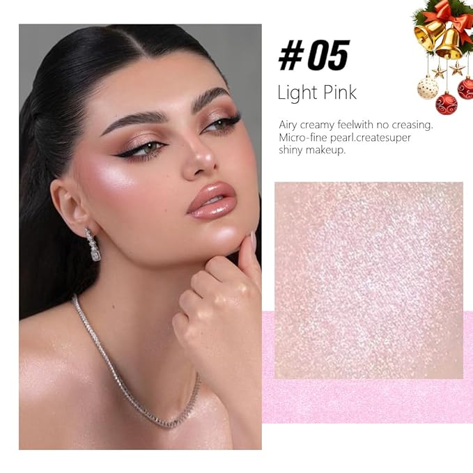 Light Pink Cream Sparkle Glitter Shimmer Eyeshadow Palette Makeup for Women, Pink Buttery Cream Powder Highlighter Vegan, de sombras de ojos, Built-in Mirror & Brush 05