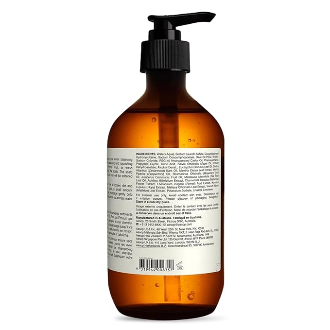 Aesop Equalising Shampoo – Balancing Shampoo for Oily Scalp & Normal Hair | Gentle Clarifying Botanical Formula | Lightweight Daily Hair Cleanser | 16.9 oz / 500 mL