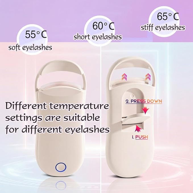 Heated Eyelash Curler, Electric Lash Curler with 3 Temperature Settings, Type-C Rechargeable & 10-Second Fast Heating for Long-Lasting Curls, Mini Travel-Friendly Design (Pink)
