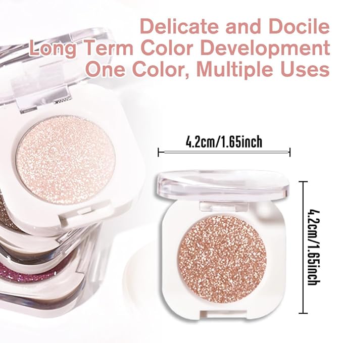 Light Brown Single Glitter Eyeshadow Makeup, Neutral Cream Eye Shadow for Women, Brown Shimmer Singles Eyeshadow Palette Pigmented Waterproof, sombras para ojos, Blendable, Vegan & CrueltyFree