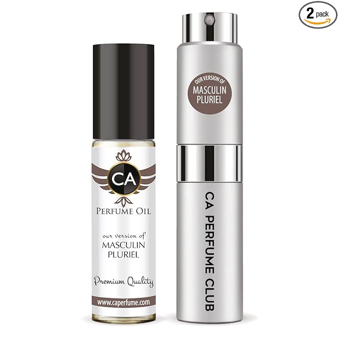 CA Perfume Duo Impression of Masculin Pluriel For Men Perfume Layering Set Mens Cologne Long Lasting Travel Size EDP + Body Oil Roll-On Bottle 0.27 Fl Oz+0.33 Fl Oz