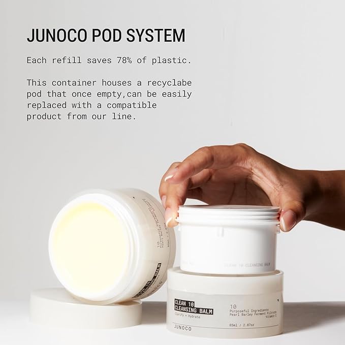JUNO & Co. JADE Clean10 Cleansing Balm - Effortlessly Removes Makeup & SPF - 2.87oz Makeup Remover Balm Refill 2-Packs