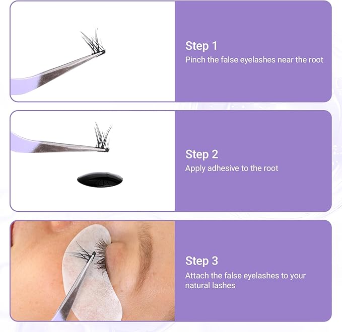 2 Pack Lash Tweezers for Eyelash Extensions Professional Eyelash Extension Tweezers Lash Cluster Tweezer Precision Fiber Tip Stainless Steel Lashes Applicator Tool for Home and Professional Use