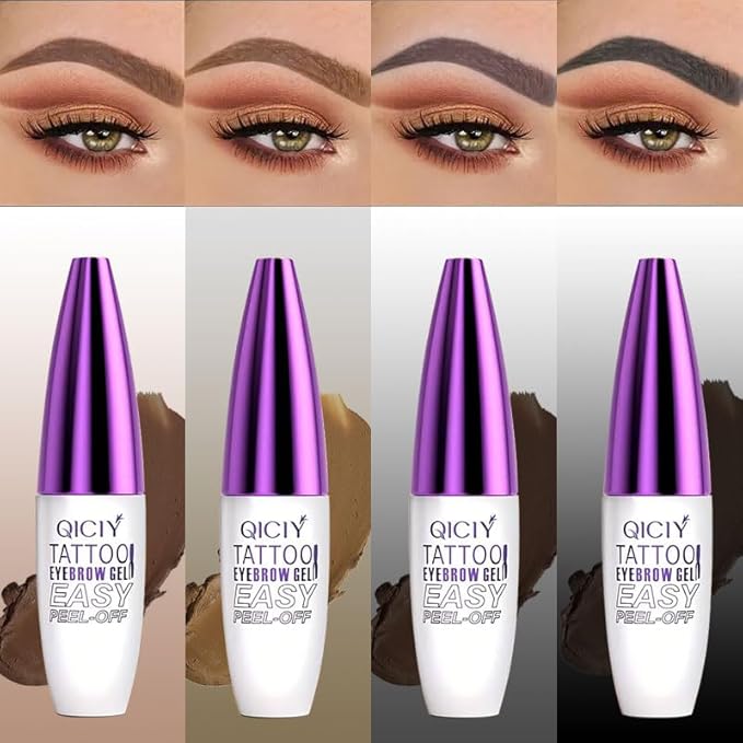 2 Packs Brown Easy Tatoo Eyebrow Gel Peel off - Semi-Permanent Tattoo Eyebrow Tint Kit Waterproof Long - Eyebrow Mascara Volume and Length