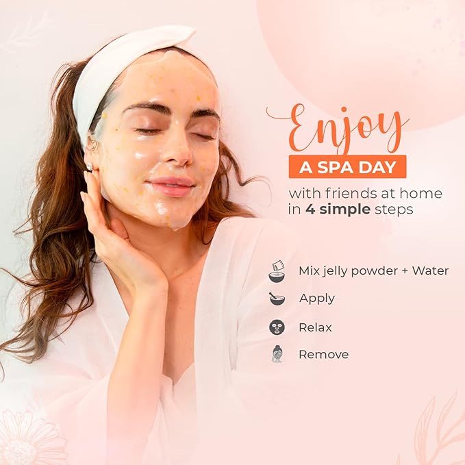 BRÜUN Peel-Off Jelly Mask for Face Care- A Bundle of 5 Different Treatment Jars (24k Gold, Egyptian Rose, Pomegranate, Aloe Vera and Hyaluronic)-Skin Care Moisturizing Gel Mask for Spa Set for Adults