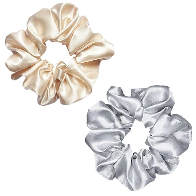Sufermoe 12 Pcs Satin Silk Hair Scrunchies, Assorted Light color, 4.5 Inch Hair Ties for Women Girls