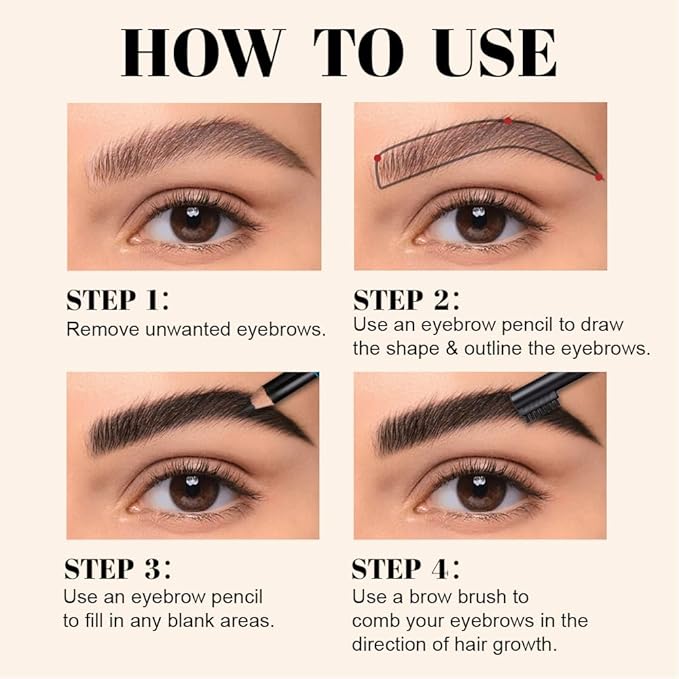 WanTuoluo Eyebrow Pencils for Women with Sharpener, 6Pcs Hard-Core Wooden Eye Brow Eye Liner Pencils for Beginner Makeup, Waterproof & Sweat-Proof (Brown-6Pcs)