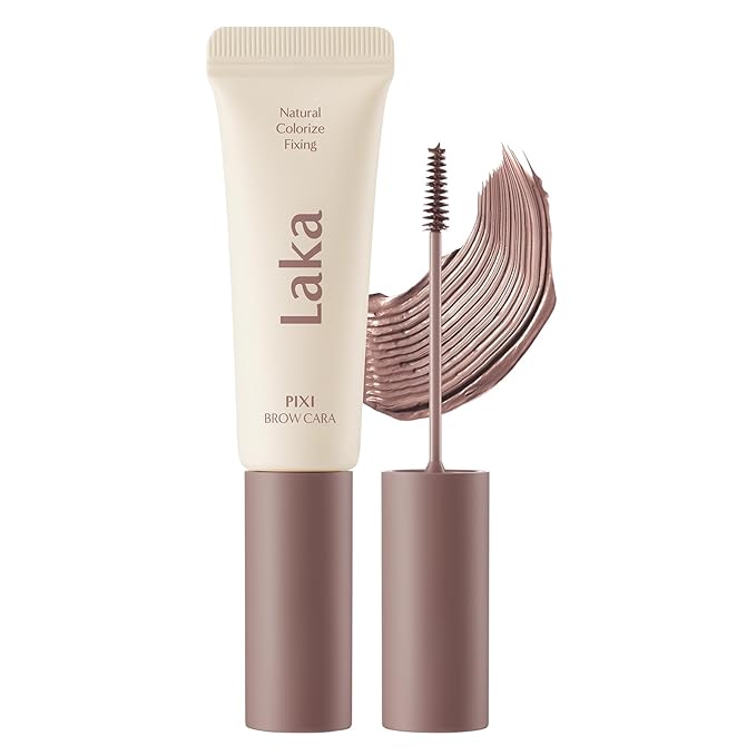 Laka Pixi Eyebrow Mascara 8g/0.28oz., Eyebrow Gel to Fix and Shape Brows, Clump-Free, Brow Fixer with Slim Precision Brush, Vegan, K-Beauty (04 Smoky Pink)