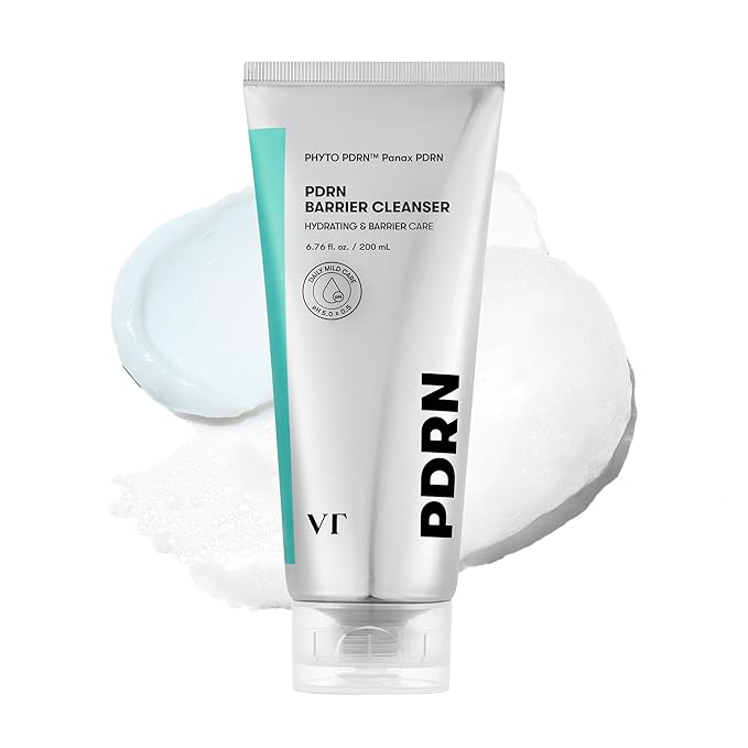 VT COSMETICS PDRN Barrier Cleanser, Gentle pH Balanced Facial Cleanser with PDRN, Ceramides & Panthenol, Hydrating Micro Foam Face Wash for Sensitive, Deep Cleansing Without Dryness, 6.76 fl.oz