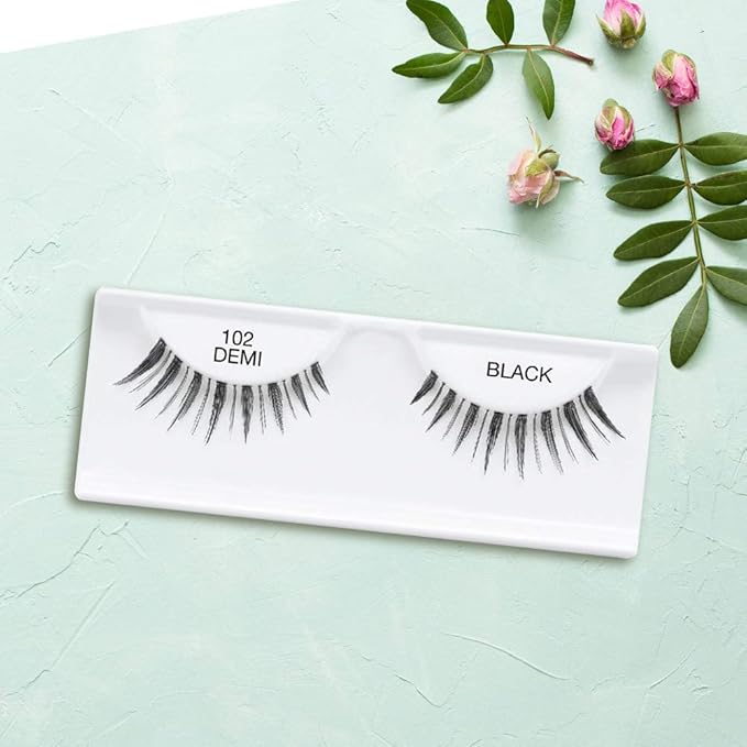 Ardell Lashes 102 Demi Black – Lightweight, Reusable Fake Eyelashes with Natural Look for Beginners & Makeup Lovers, 4 Pack