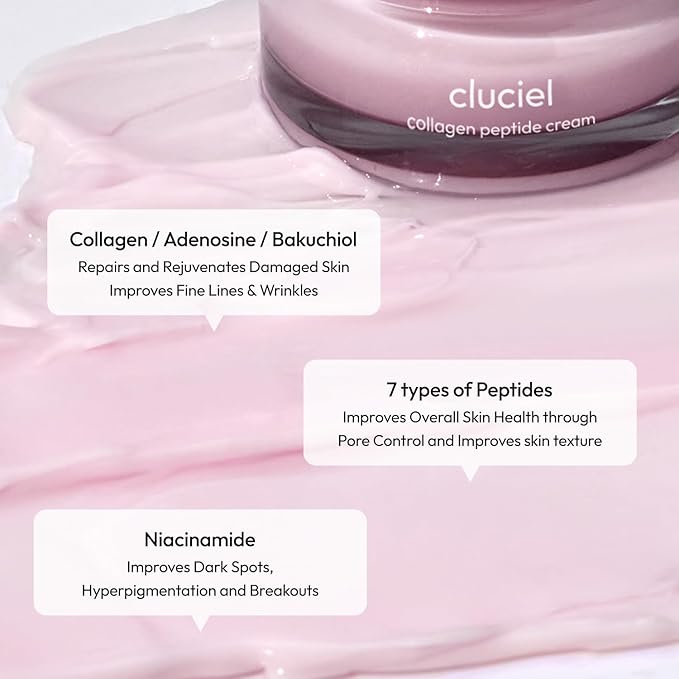 Collagen Peptide Cream, Daily All-in-one Moisturizer for Glass Skin, Dark Spot, Pore Care, 24h Glow & Clear Skin, Korean Vegan Skincare for All Skin Types, 1.69 fl.oz