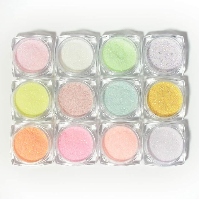 12 Bottles Nail Art Glitter Sugar Powder Holographic Shining Sugar Nail Glitter Nail Art Decoration DIY Crafts