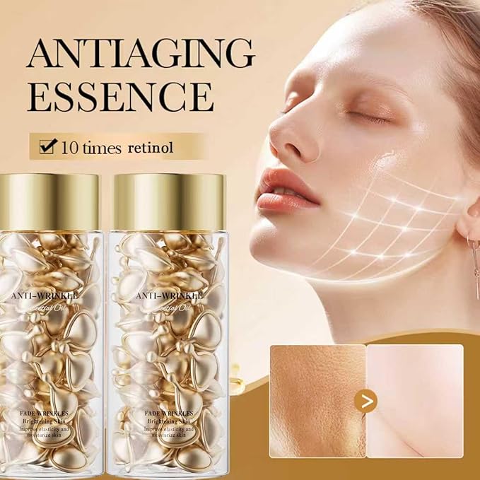 Retinol Capsules Serum for Face, Moisturizing Retinol Serum for Women Anti Aging with Sodium Hyaluronate, Anti Wrinkle Face Capsules Serums for Women Skin Glowing Firming and Radient, 90 count