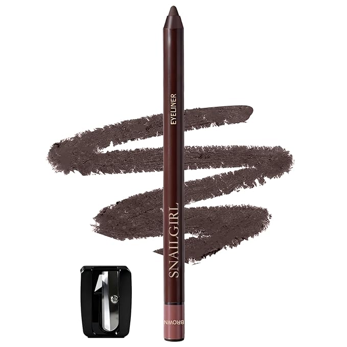 Brown Gel Eyeliner Pencil,Smudge-proof Waterproof Long Lasting Plum Eye Liner, High-Pigmented Smooth Creamy Formula for Mature Women, Eyes Makeup Pen Includes Sharpener