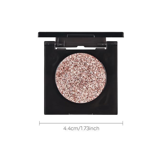 KYDA Glitter Eyeshadow Single, Sparkling Pinky Golden Brown Eyeshadow, Lasting Shimmer Pearl Eyes Shadow, Soft Blendable Formula, High Pigment Eyes Glitter Makeup, Wet Look Effect, Shattered Copper