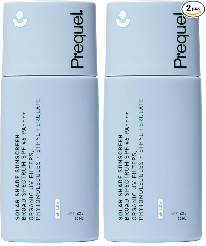 Prequel Skin Solar Shade - Moisturizing Face Sunscreen SPF 46 PA++++ Broad Spectrum UV Protection. Hydrating Sunblock for Dry Skin. Lightweight Travel Size Sun Protection, 1.7oz (Pack of 2)