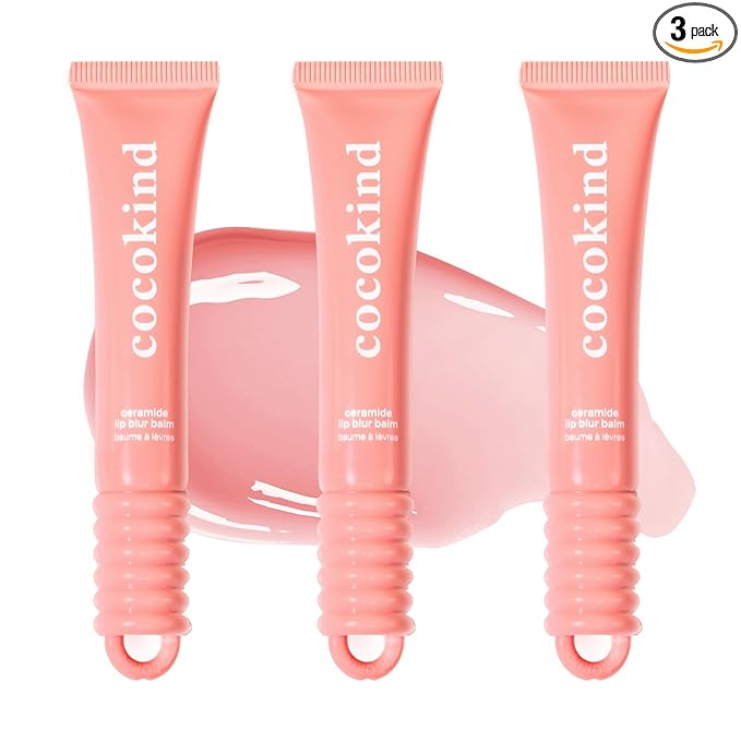 Cocokind Ceramide Lip Blur Balm, Be Kind - Coral Pink Hydrating Lip Balm with Ceramides & Peptides, Made for Sensitive Skin & Lips, Unflavored & Fragrance-Free - 3 pack