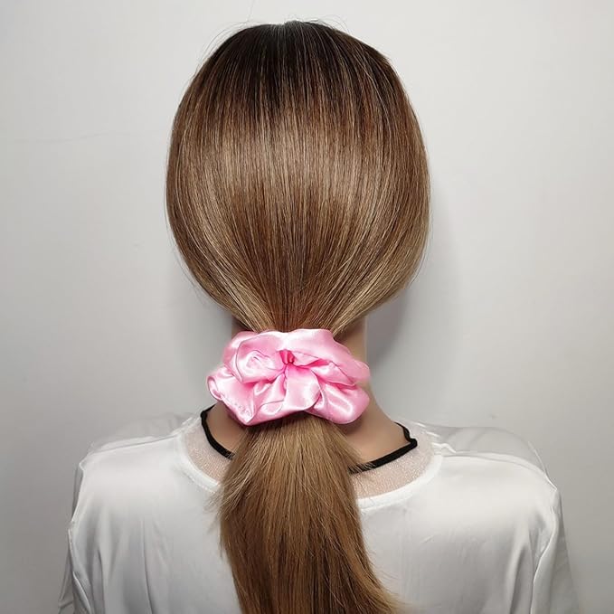 Sufermoe 6 Pcs 4.5 Inch Satin Silk Hair Scrunchies, Light Pink Elastic Hair Ties for Women and Girls, Hair Accessories for Different Hairstyles and Occasions