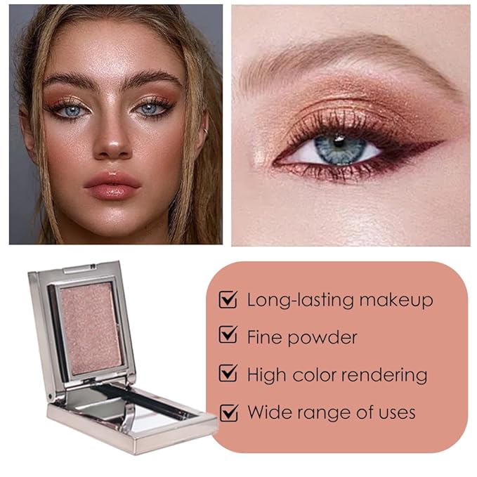 CAKAILA Red Brown Shimmer Single Eye Shadow Palette Makeup with Mirror,Neutral Powder Monochrome Eyeshadow for Older Women,Waterproof Long Lasting Naturing-Looking sombras para ojos